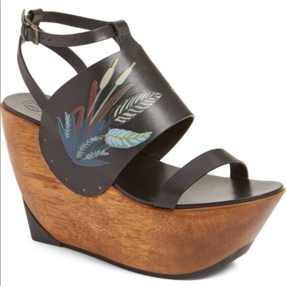 Tory Burch Musee Wedge Sandals Shoes Size 7 - Picture 1 of 7